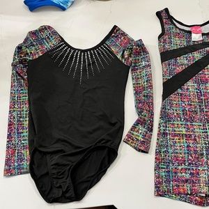 Lot of 2 EUC Capezio Future Star girls gymnastic leotard & unitard size 8-10